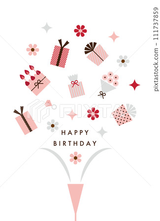 生日卡，附餅乾、禮物和鮮花 111737859