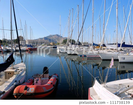 Monte Pellegrino, the mountain of Palermo, and the port of Palermo (Sicily, Italy) 111738139