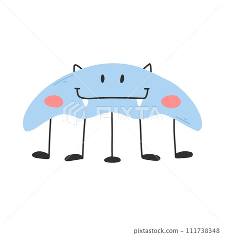 Cute monster in flat style. Hand drawn baby monster. Vector illustration. Kids monster isolated on white background. Cute monster in flat style. Hand drawn baby monster. Vector illustration. Kids monster isolated on white background. 111738348