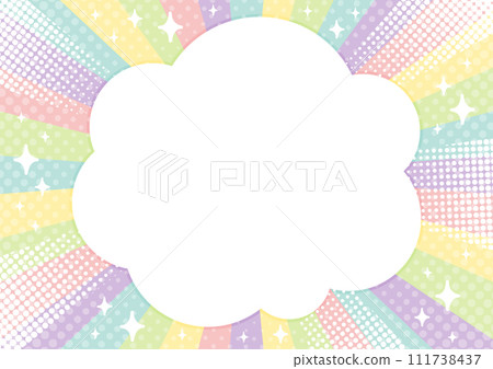 夢幻可愛的背景素材，線條、點、雲形框集中，色彩柔和 111738437