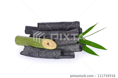 Natural bamboo charcoal isolated on white background Natural bamboo charcoal isolated on white background 111738558