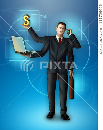 Multi-tasking businessman 111739696