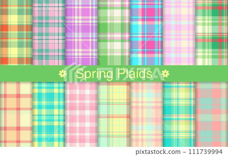 Spring plaid bundles, textile design, checkered fabric pattern for shirt, dress, suit, wrapping paper print, invitation and gift card. 111739994