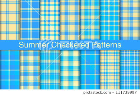 Summer plaid bundles, textile design, checkered fabric pattern for shirt, dress, suit, wrapping paper print, invitation and gift card. 111739997