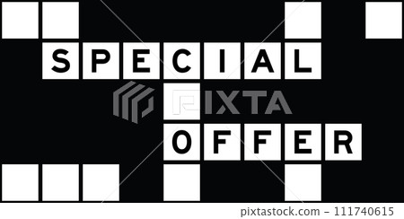 Alphabet letter in word special offer on crossword puzzle background Alphabet letter in word special offer on crossword puzzle background 111740615