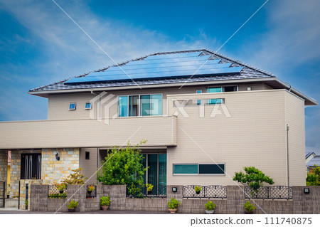 Eco house and green and sky 111740875