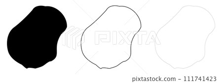 Nauru country silhouette. Set of 3 high detailed maps. Solid black silhouette, thick black outline and thin black outline. Vector illustration isolated on white background. 111741423