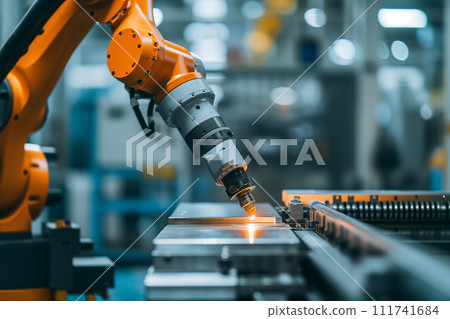 n industrial robotic arm engaged in precision welding on an assembly line, showcasing the synergy between technology and manufacturing efficiency. n industrial robotic arm engaged in precision welding on an assembly line, showcasing the synergy between technology and manufacturing efficiency. 111741684