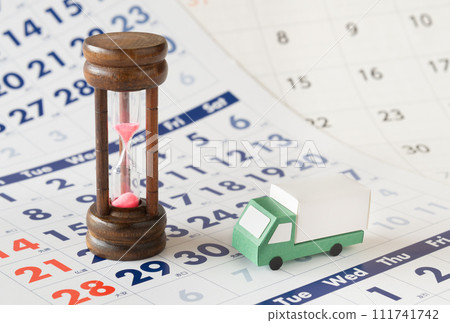 Trucks, calendars, and hourglasses Work style reform 2024 problem Delivery logistics industry busy season 111741742