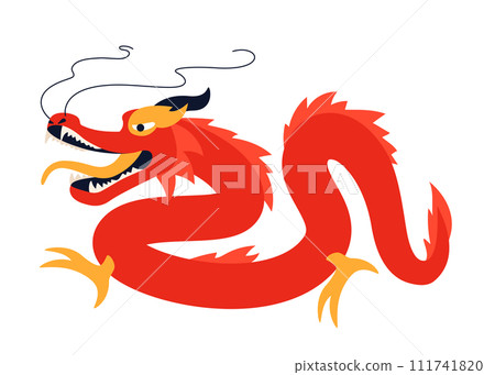 Red Chinese dragon - modern flat design style single isolated image 111741820