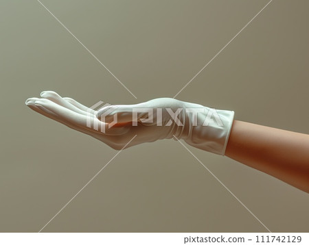 hand in a white glove close-up 111742129