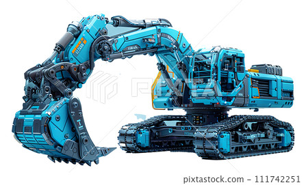 Excavator Working on Industrial Construction Site Heavy Machinery in Action for Engineering Projects, Generative Ai 111742251