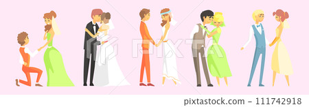 Wedding Couple Man and Woman Character Standing Vector Set Wedding Couple Man and Woman Character Standing Vector Set 111742918
