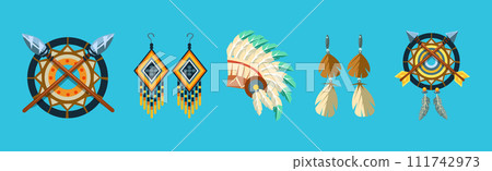 Ethnic Indian Symbol and Tribal Object Vector Set Ethnic Indian Symbol and Tribal Object Vector Set 111742973
