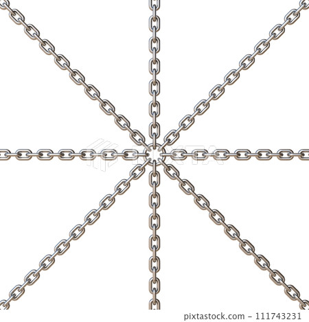 Four crossing steel chains 3D 111743231