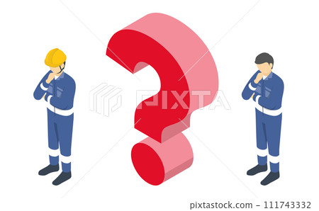 Isometric illustration: worker thinking 111743332