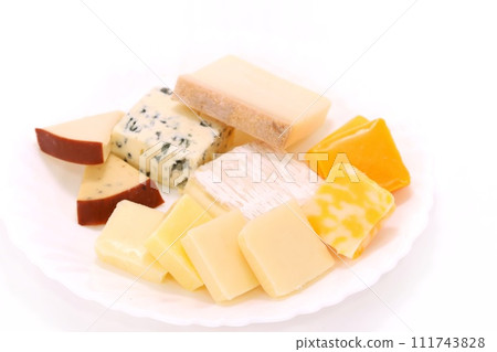 Assorted cheese, bright background, cheddar, gouda, etc. 111743828