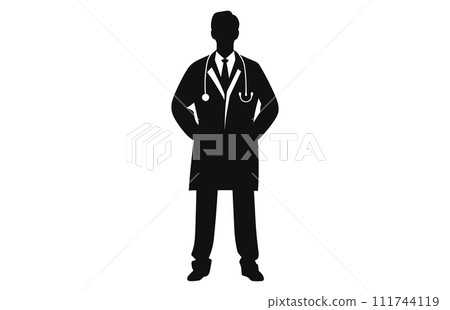 Doctor activity silhouette vector, Doctor activity concept . 111744119