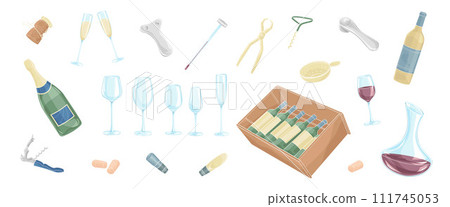 vector, wine, set 111745053