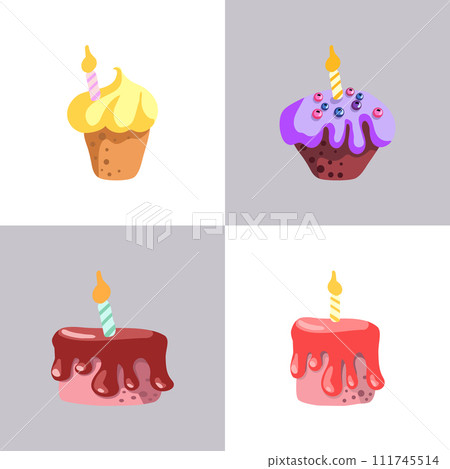 Seamless pattern of with Happy Birthdays cakes tarts pies muffins Hand drawn sweet bakery products style on the white background isolated cartoon desserts Vector illustration Seamless pattern of with Happy Birthdays cakes tarts pies muffins Hand drawn sweet bakery products style on the white background isolated cartoon desserts Vector illustration 111745514