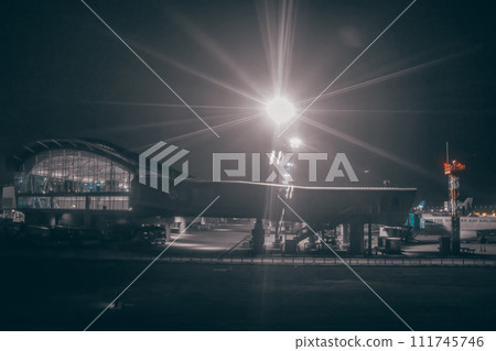 Nov 30 2023. HK airport, Airfield ground lighting on runway 111745746