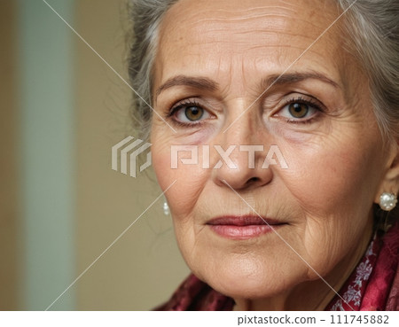 Sad elderly woman 111745882