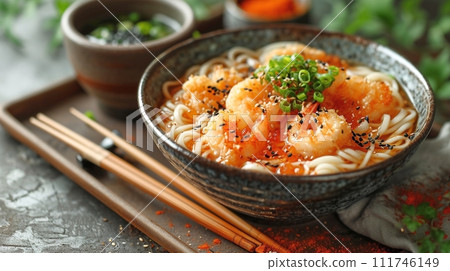 Traditional Japanese soba and udon set meal 111746149