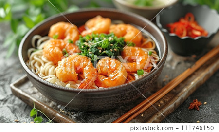 Traditional Japanese soba and udon set meal 111746150