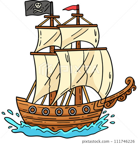 Pirate Ship Cartoon Colored Clipart Illustration Pirate Ship Cartoon Colored Clipart Illustration 111746226