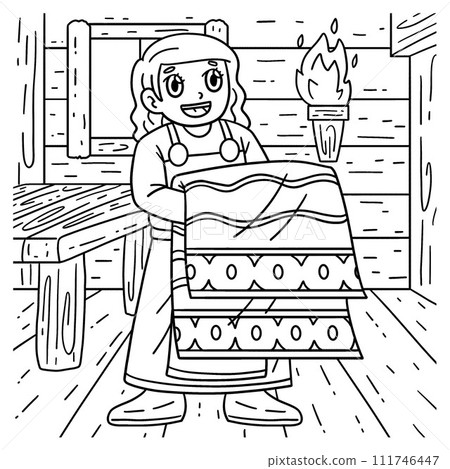 Viking with Tapestry Coloring Page for Kids Viking with Tapestry Coloring Page for Kids 111746447