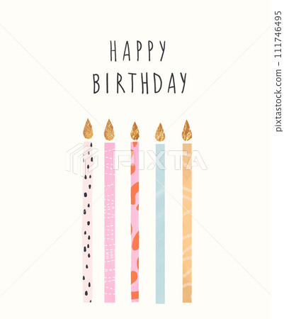 Beautiful hand drawn birthday party clip art stock illustration. Birthday candles invitation. Beautiful hand drawn birthday party clip art stock illustration. Birthday candles invitation. 111746495