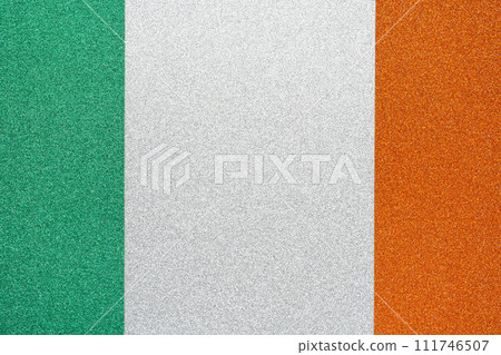 Irish flag made from color glitter paper Irish flag made from color glitter paper 111746507