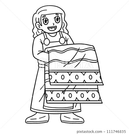 Viking with Tapestry Isolated Coloring Page  111746835