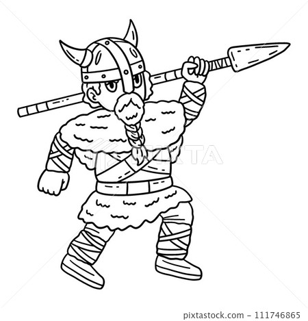 Viking Carrying Spear Isolated Coloring Page Viking Carrying Spear Isolated Coloring Page 111746865