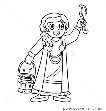 Viking with Bucket of Milk Isolated Coloring Page Viking with Bucket of Milk Isolated Coloring Page 111746899