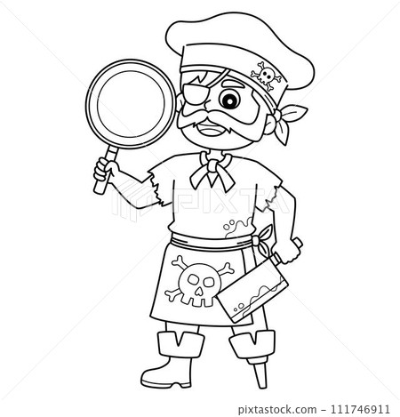 Pirate Cook Isolated Coloring Page for Kids 111746911