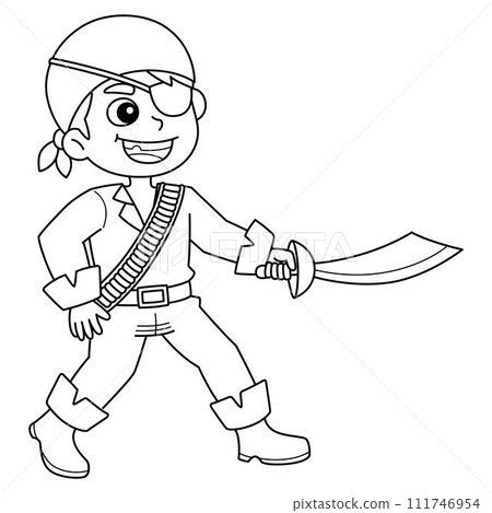Pirates with a Sword Isolated Coloring Page 111746954