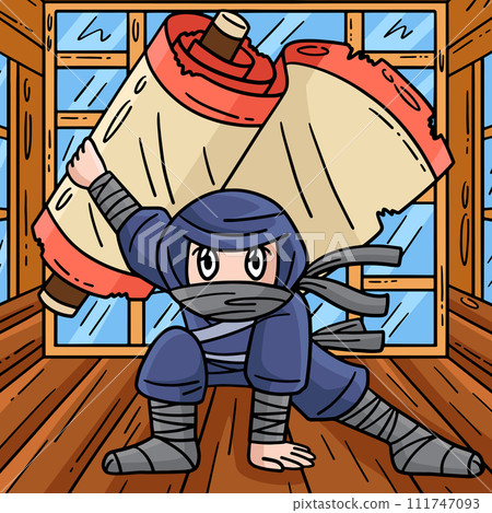 Ninja with Jutsu Scroll Colored Cartoon Ninja with Jutsu Scroll Colored Cartoon 111747093