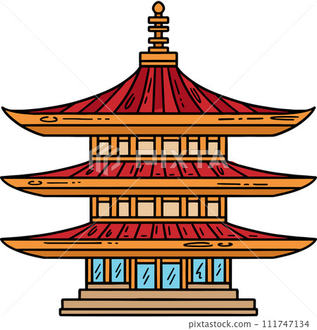 Pagoda Cartoon Colored Clipart Illustration Pagoda Cartoon Colored Clipart Illustration 111747134