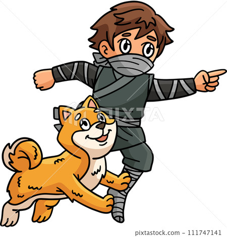 Ninja and Shiba Inu Cartoon Colored Clipart Ninja and Shiba Inu Cartoon Colored Clipart 111747141