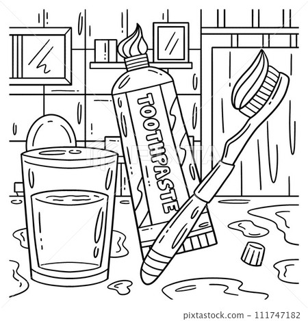 Dental Care Toothbrush and Toothpaste Coloring  111747182