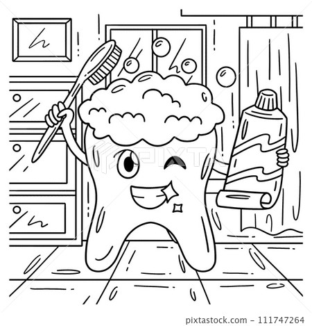 Dental Care Tooth Holding Brush and Toothpaste  111747264