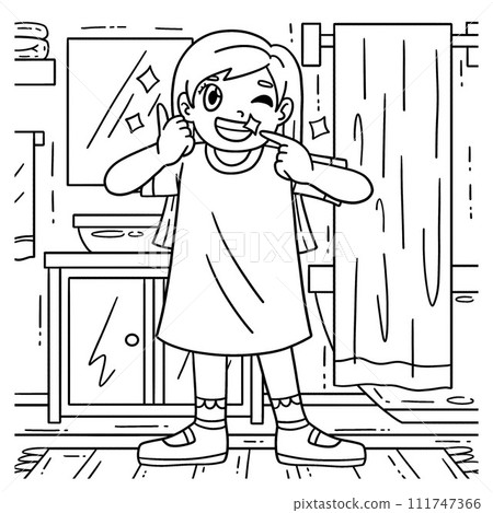 Dental Care Child with Sparkling Teeth Coloring Dental Care Child with Sparkling Teeth Coloring 111747366