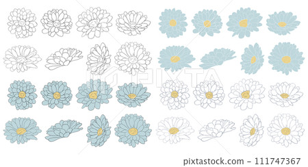 簡單的藍白花朵插畫 簡單的藍白花朵插畫 111747367