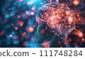 Digital artwork depicting a human head silhouette with a glowing neural network, representing brain activity, intelligence, and cognition. 111748284