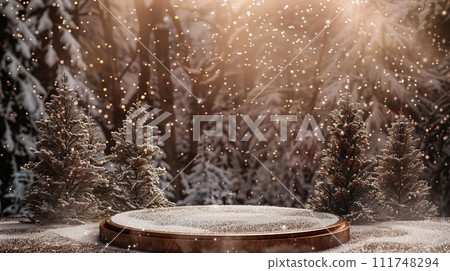 Circle Podium Earthy Brown with Winter Wonderlan Idea for Product Placement and Presentation Circle Podium Earthy Brown with Winter Wonderlan Idea for Product Placement and Presentation 111748294