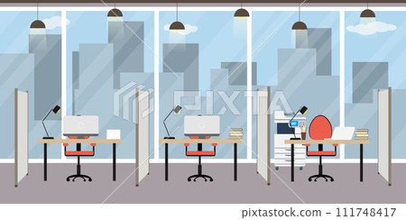 Empty modern office,workplace without people, 111748417