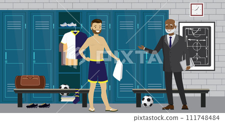 football player and coach,open and closed lockers football player and coach,open and closed lockers 111748484