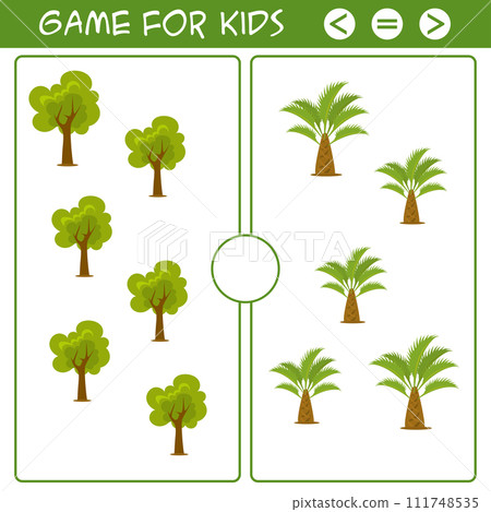 Education logic game for preschool kids.Cartoon trees. Choose th 111748535