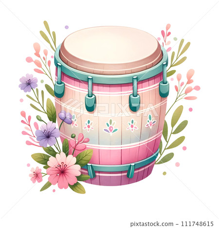 Conga Musical instrument with flowers 111748615